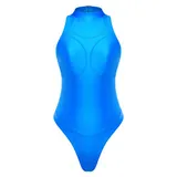 DE iEFiEL Damen Badeanzug Ärmellos Swimsuit Glänzend Schwimmanzug Bodysuit – Bild 1
