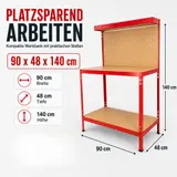 Werkbank 140x90x48cm Werktisch Arbeitstisch Werkzeugbank Lochwand Werkzeug Tisch – Bild 4