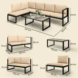 Outsunny Gartenmöbel-Set 5 Personen wetterfest aus Metall, 4-teilig, Khaki – Bild 4