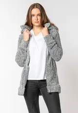 Damen Flauschiger Teddy Fleece Mantel Jacke Kapuze Kapuzenjacke Weste Sublevel – Bild 1