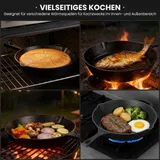 Gusseisen Pfanne Induktion Ø 16-30cm Eingebrannt Grillpfanne BBQ Bratpfanne Set – Bild 9