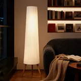 LED Stehlampe Wohnzimmer Dimmbar Holz mit Dreibein Stehleuchte mit Fußschalter – Bild 2