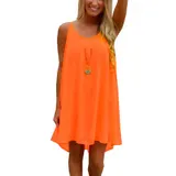 Damen Chiffon Hohl Urlaubkleid Sommerkleid Lose Strandkleid Freizeit Minikleid – Bild 9