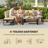 Outsunny Gartenmöbel-Set 5 Personen wetterfest aus Metall, 4-teilig, Khaki – Bild 5