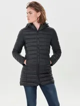 ONLY Damen langer Stepp-Mantel OnlTahoe Oversize Übergangs-Jacke Kapuze Herbst – Bild 5