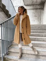 Damen Plüsch Warme Teddyfell Kapuzen Mantel Coat Fleecejacken Winterjacke DE – Bild 8