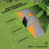 Outsunny Tunnelzelt Campingzelt für 4 Personen mit 2 Schlafzimmern Wohnbereich – Bild 5