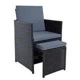 Polyrattan Sitzgruppe Gartenmöbel Set Rattanmöbel 8 Personen Gartenset Schwarz – Bild 9