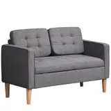 2-Sitzer Sofa Stoffsofa Doppelsofa abnehmbar mit Kissen Gummiholz Baumwoll Grau – Bild 10
