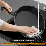 Gusseisen Pfanne Induktion Ø 16-30cm Eingebrannt Grillpfanne BBQ Bratpfanne Set – Bild 7
