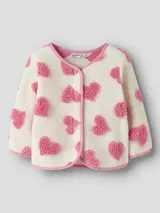 Name it Fleecejacke Mädchen Jacke Creme Pink rosa Herzen Druckknöpfe 92 - 116 – Bild 3