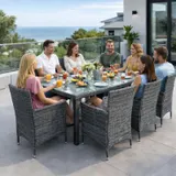 Polyrattan Sitzgruppe Gartenmöbel Set für 8 Personen Rattan Gartenset Anthrazit – Bild 1