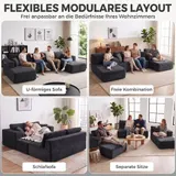 Modulares U-Form Sofa mit Schlaffunktion 2 Chaiselongues Seitentasche Dunkelgrau – Bild 5