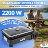 ZMC 2in1 Gasgrill Tischgrill Campingkocher 2,2kW mit 8x Gas + Adapter mit Pfanne – Bild 8