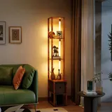 HOMCOM Stehlampe Wohnzimmer moderne LED Standlampe mit Regalen, Stoffschublade – Bild 8