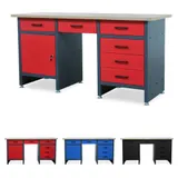 Werkbank mit Arbeitsplatte Werktisch mit 6 Schubladen Schließfach MDF Platte – Bild 3