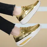 Laufschuhe Damen Plateau Turnschuhe Modische Sneaker Glänzende Fitnessschuhe – Bild 3