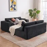 Modulares U-Form Sofa mit Schlaffunktion 2 Chaiselongues Seitentasche Dunkelgrau – Bild 9