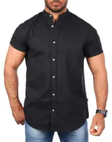 Herren Hemd Leinen Baumwoll Mix Carisma Stehkragen kurzarm regular fit 9337 – Bild 1