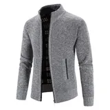 Strickjacken Herren Trachtenjacke Reißverschluss Gestrickt Cardigan Wintermantel – Bild 7