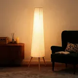 LED Stehlampe Wohnzimmer Dimmbar Holz mit Dreibein Stehleuchte mit Fußschalter – Bild 7