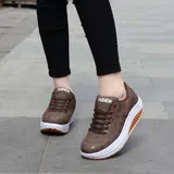 Laufschuhe Damen Plateau Schnürer Turnschuhe Dämpfung Keilabsatz Fitnessschuhe – Bild 12