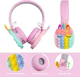 Kinder Faltbare Over Ear Kabellose Bluetooth Kopfhörer, 3D Push Pop Fidget Einhorn – Bild 4