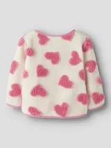 Name it Fleecejacke Mädchen Jacke Creme Pink rosa Herzen Druckknöpfe 92 - 116 – Bild 2