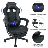 Gaming Stuhl Massage Ergonomischer Bürostuhl Drehstuhl Höhenverstellbar Schwarz – Bild 5