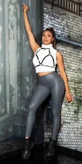 Damen Wetlook Lederlook Thermo Leggings Milax-Fashion – Bild 3