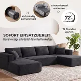 Modulares U-Form Sofa mit Schlaffunktion 2 Chaiselongues Seitentasche Dunkelgrau – Bild 8