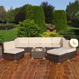 XXL Rattanmöbel Gartenset Polyrattan Lounge Gartenmöbel Sitzgruppe Schwarz Braun – Bild 21