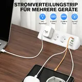 Steckdosenleiste 3-Fach mit USB Mehrfachsteckdose mit Flachstecker und Schalter – Bild 11