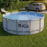 Stahlrahmenpool Aufstellpool Gartenpool Schwimmbecken ohne Pumpe grau rund – Bild 12