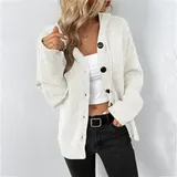 Damen V-Ausschnitt Strickjacke Herbst Winter Langarm Loose Cardigan Pullover – Bild 1