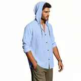 Leinenhemd Herren Hemd Langarm Leinen Hemden Freizeithemden Casual Sommer Shirt – Bild 6