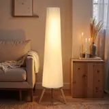 LED Stehlampe Wohnzimmer Dimmbar Holz mit Dreibein Stehleuchte mit Fußschalter – Bild 3