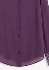 Damen Bluse lila mit Strasssteinchen Hemdkragen Langarm Größe 38 - 54 neu 17324 – Bild 5