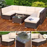 XXL Rattanmöbel Gartenset Polyrattan Lounge Gartenmöbel Sitzgruppe Schwarz Braun – Bild 14