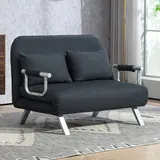 HOMCOM 2-Sitzer Sofa mit Schlaffunktion Schlafsofa mit Verstellbarer Rückenlehne – Bild 2