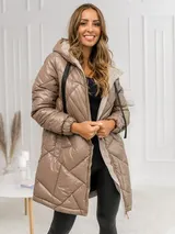 Wärmejacke Winterjacke Steppjacke Unifarben Winter Casual Damen Mix BOLF Kapuze – Bild 1
