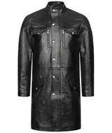 Leder Mantel Herren Lang Schwarz Echtleder Herrenmantel H-343 Rock Creek NEU – Bild 2