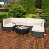XXL Rattanmöbel Gartenset Polyrattan Lounge Gartenmöbel Sitzgruppe Schwarz Braun – Bild 22