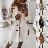 Damen Warme Plüsch Mantel Trenchcoat Wintermantel Langarm Jacke Winterjacke Coat – Bild 2