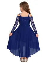 Mädchen Festlich Kleid für Prinzessin Spitze Kleider Hochzeit Blumenmädchenkleid – Bild 4