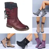 Damen Schlupfstiefel PU-Optik Stiefeletten Bequeme Stiefel Schuhe New – Bild 13