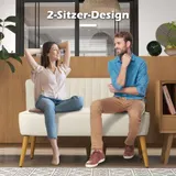 Sofa 2-Sitzer Couch Stoffsofa Sitzmöbel Polstersofa Loungesofa breit Cremeweiß – Bild 7