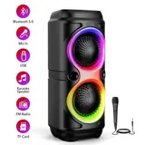 BLUETOOTH 5.0 LAUTSPRECHER RGB SUBWOOFER MUSIKBOX BOOMBOX PARTY LED MIT MIKROFON – Bild 9