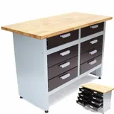 Werkbank Werktisch Schubladen Montagewerkbank Schubladenschrank Tisch Holzplatte – Bild 11
