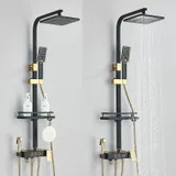 Edelstahl Duscharmatur Duschsystem Regendusche Duschset Handbrause Schwarz+Gold – Bild 5